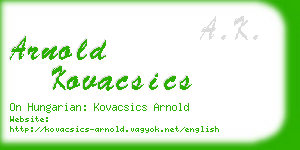 arnold kovacsics business card
